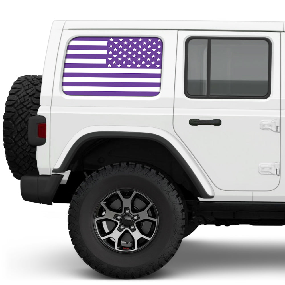 White & Purple Side Windows Printed Vinyl Decal