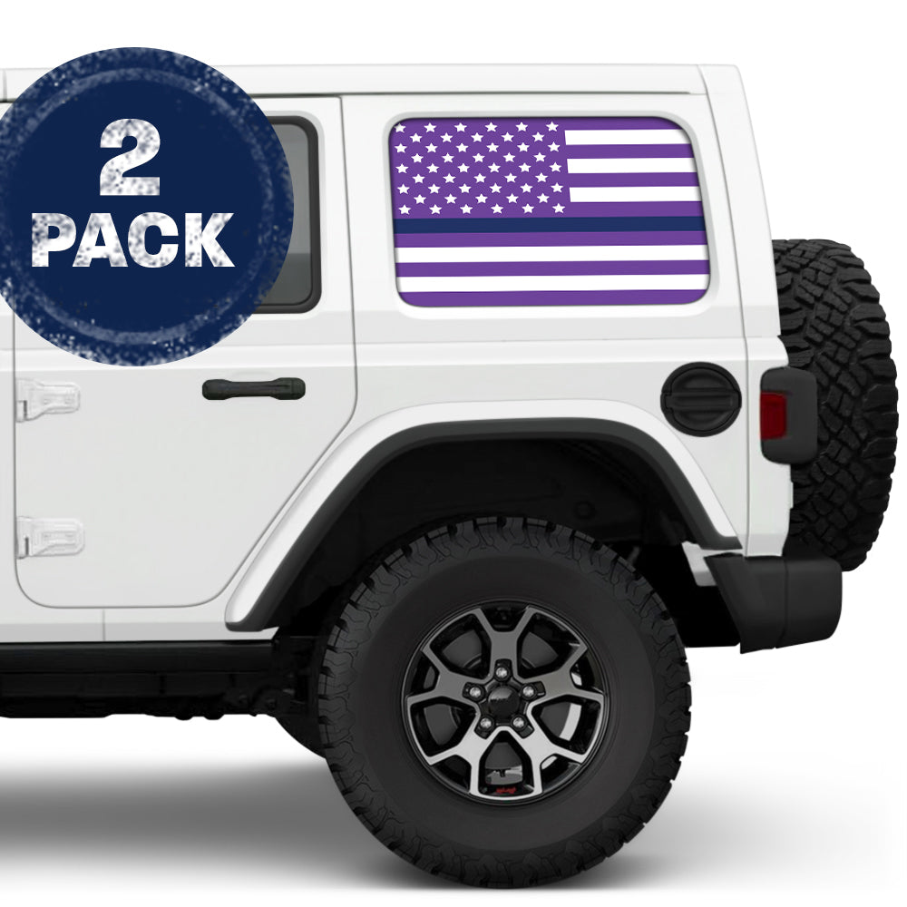 White & Purple Thin Blue Line Side Windows Printed Vinyl Decal