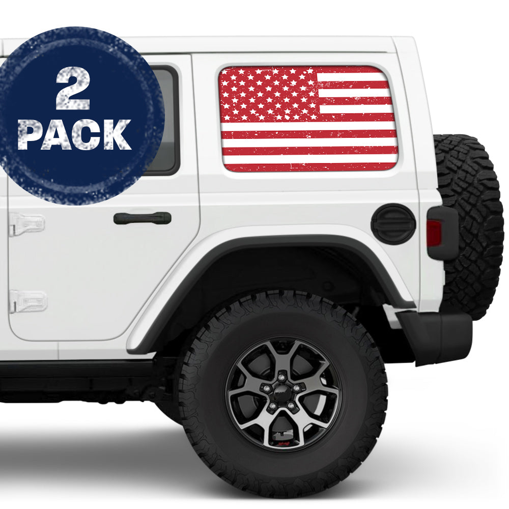 Distressed White & Red Side Windows Printed Vinyl Decal