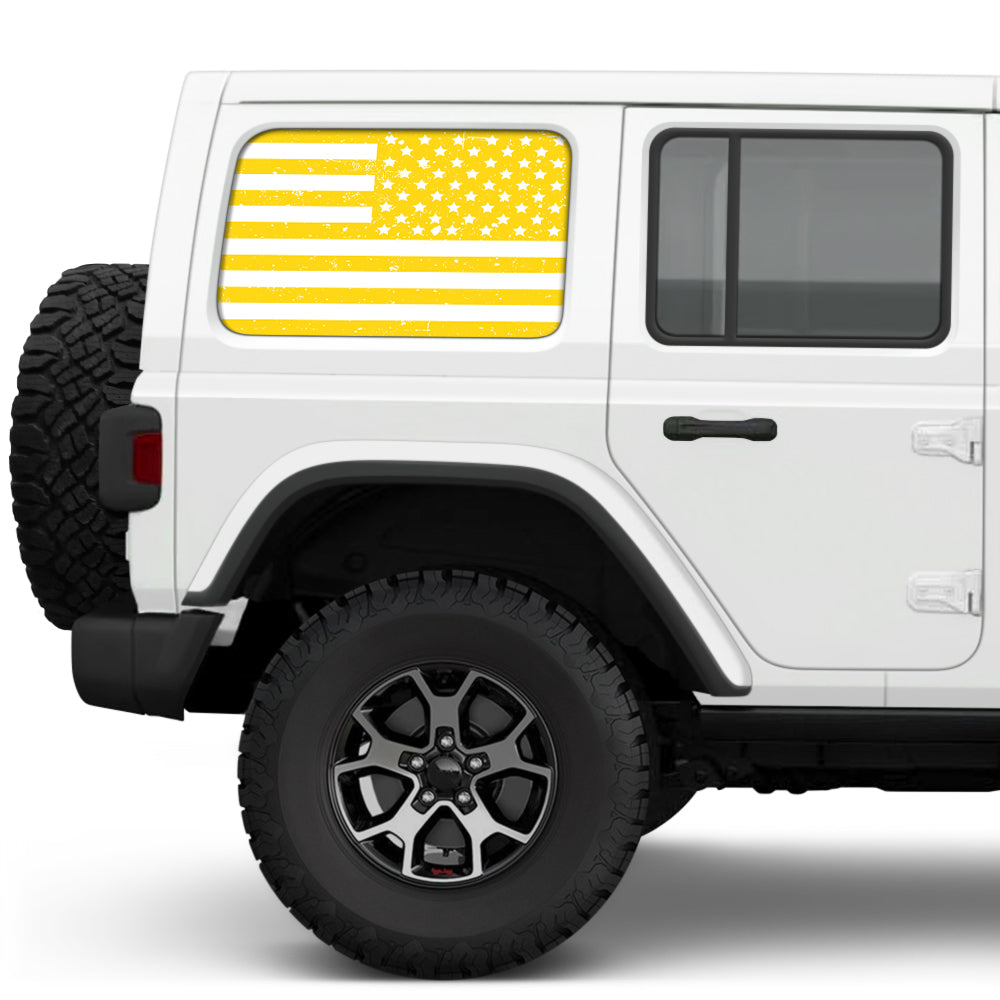 Distressed White & Yellow Side Windows Printed Vinyl Decal