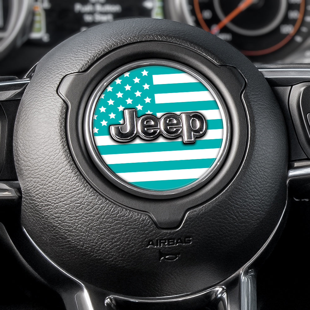 White & Light Blue Steering Wheel Decal