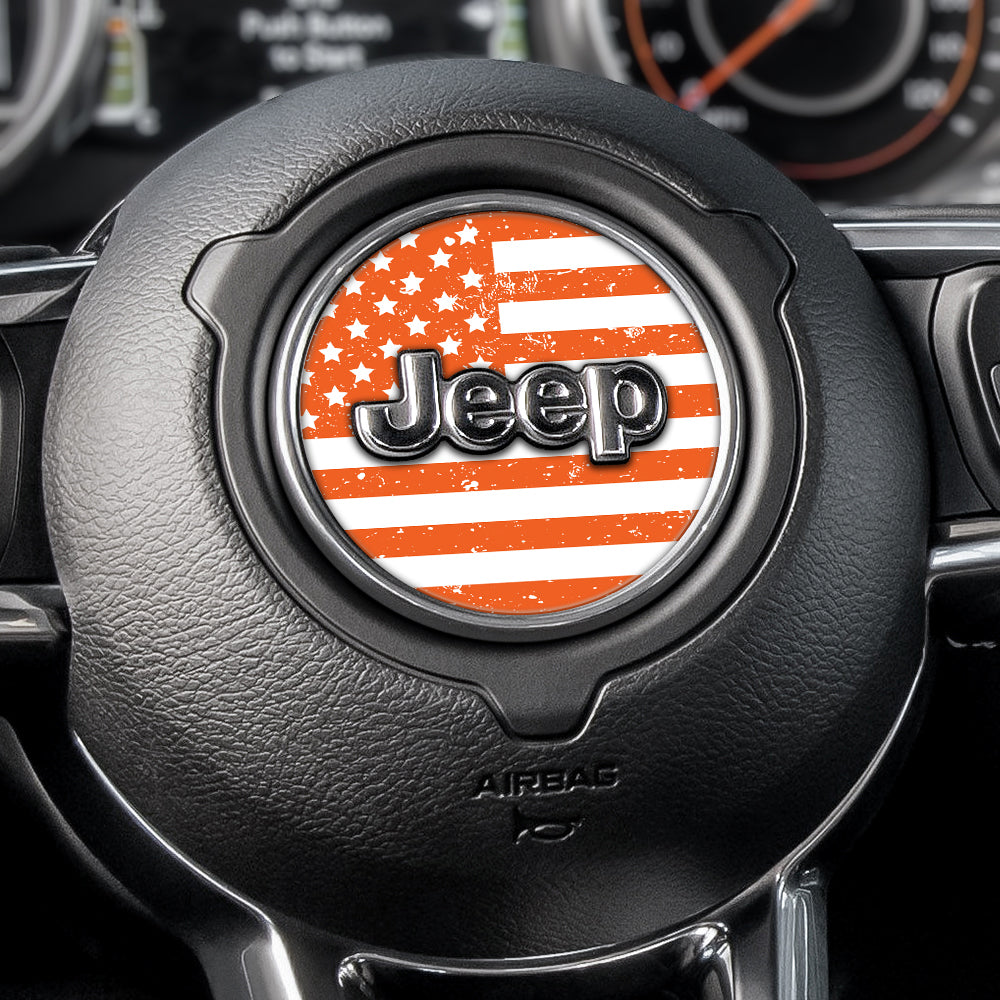 Distressed White & Orange Steering Wheel Decal