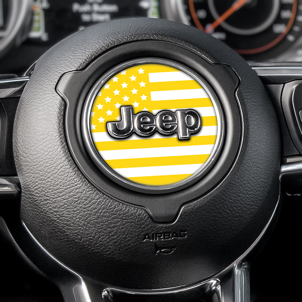 White & Yellow Steering Wheel Decal
