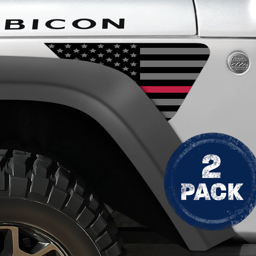 Blackout Thin Red Line Flag 2pc Vinyl Fender Decal