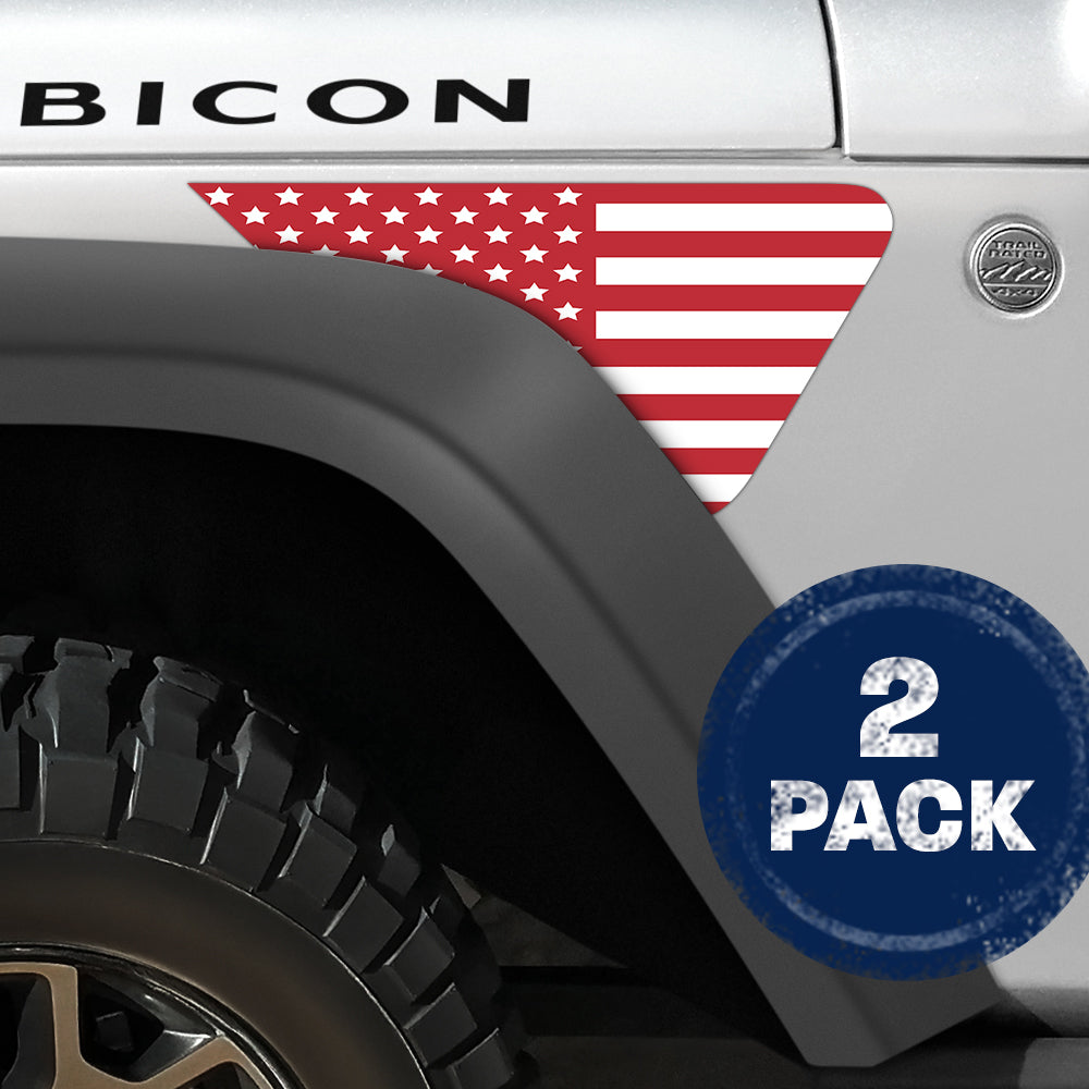 White & Red Flag 2pc Vinyl Fender Decal