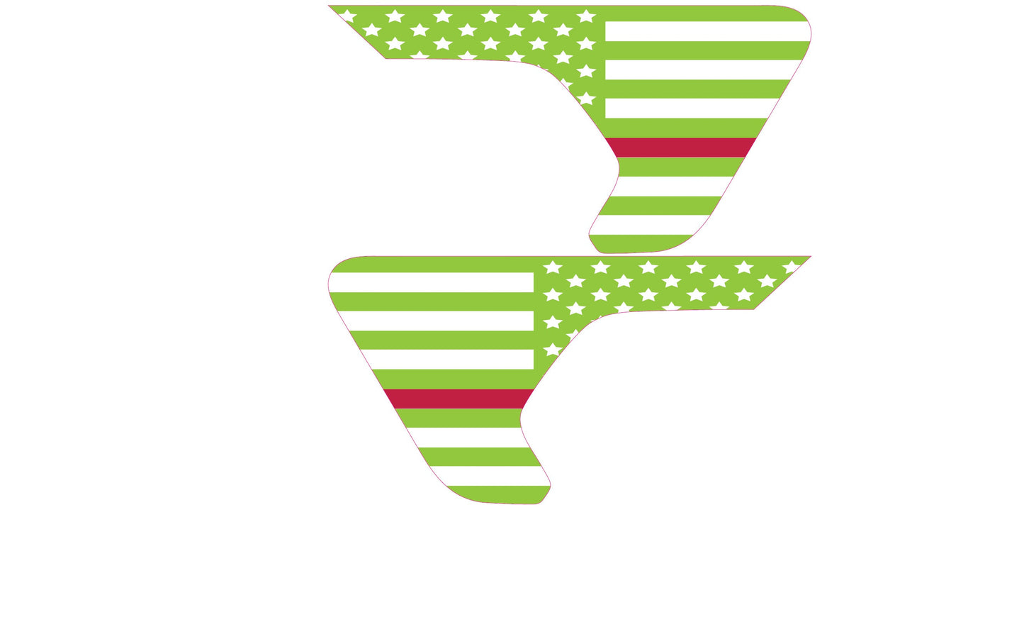 White and Green Thin Red Line Flag 2pc Vinyl Fender Decal