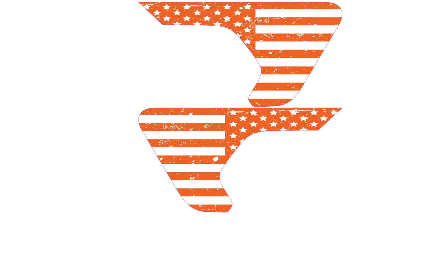White and Orange Distressed Flag 2pc Vinyl Fender Decal