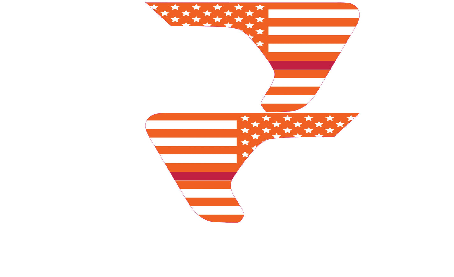 White and Orange Thin Red Line Flag 2pc Vinyl Fender Decal