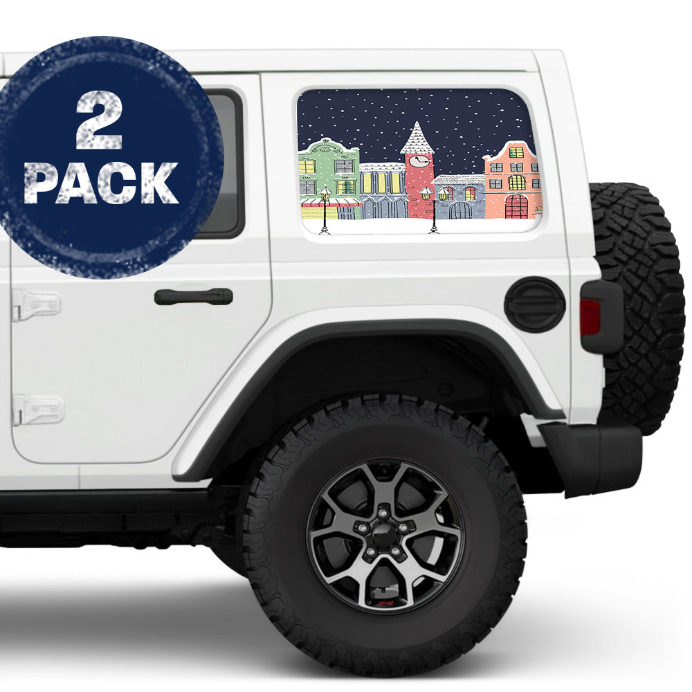 Xmas Village Side Windows Printed Vinyl Decal