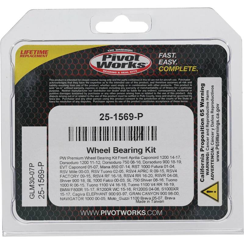 Pivot Works Aprilia, BMW, Cagiva, Moto Guzzi Wheel Bearing Kit Premium Bearings