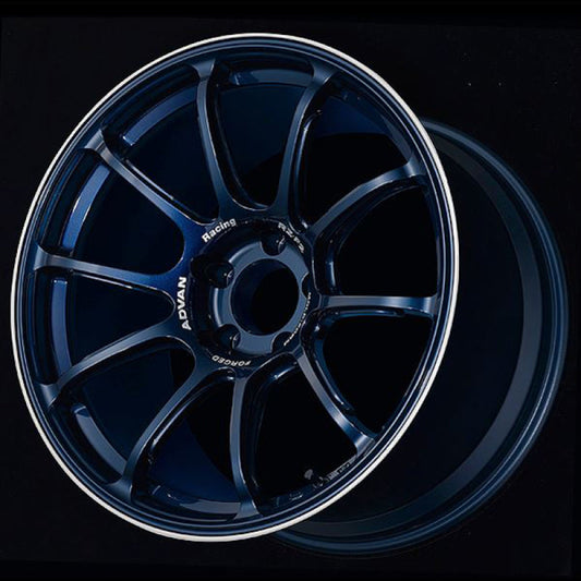 Advan RZ-F2 18x10.0 +35 5x114.3 Racing Titanium Blue and Ring Wheel