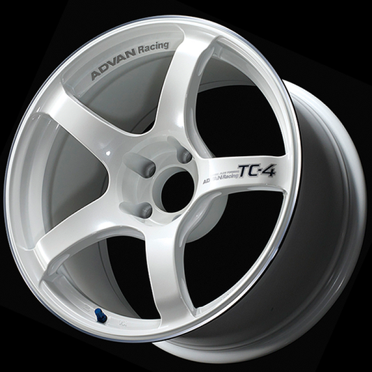 Advan TC4 18x9 +53 5x120 Racing White Metallic and Ring Wheel