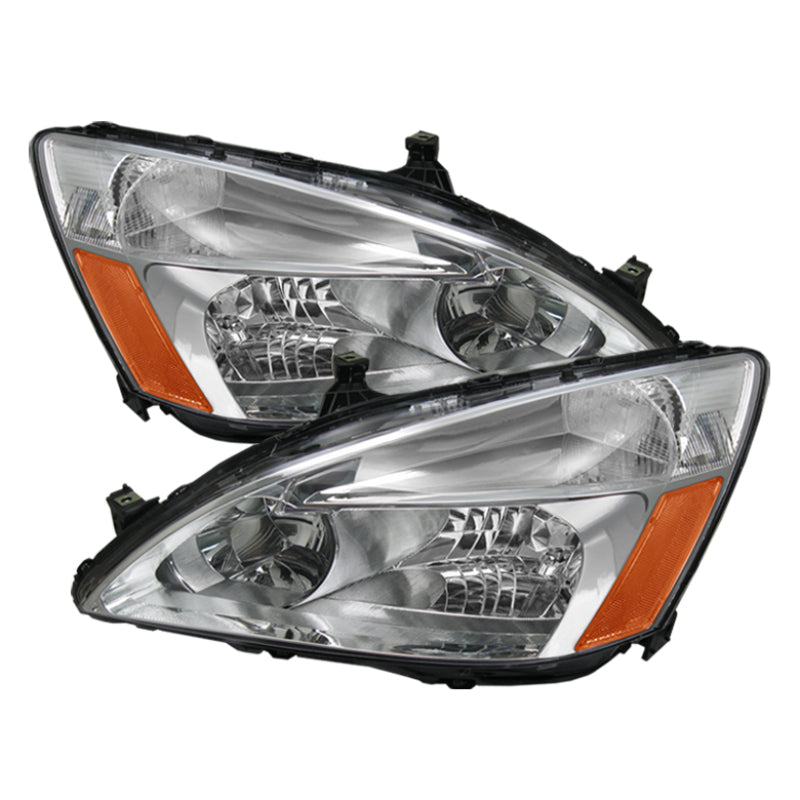 xTune Honda Accord 03-07 Amber Crystal Headlights Chrome HD-JH-HA03-AM-C