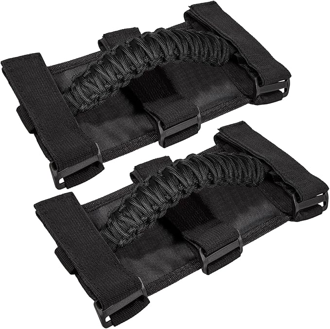 Roll Bar Grab Handles for Jeep Wrangler, Gladiator, and CJs-Black OTC